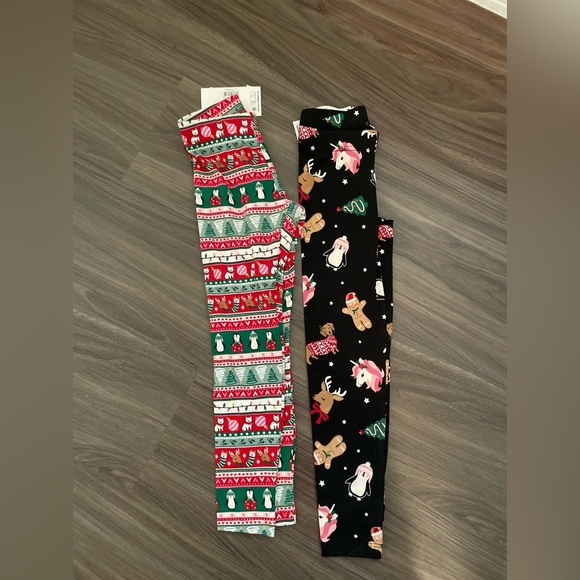 Holiday Time girls Legging bundle - Festive Patterns size XS 4/5 - Picture 1 of 7